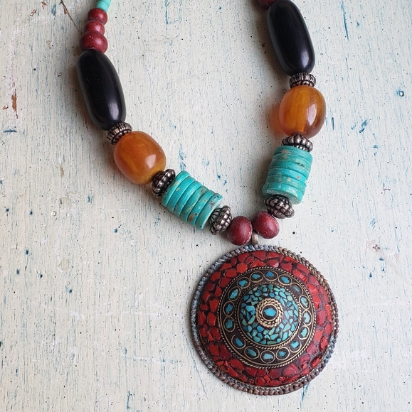 Aztec statement Necklace - Picture 1 of 8
